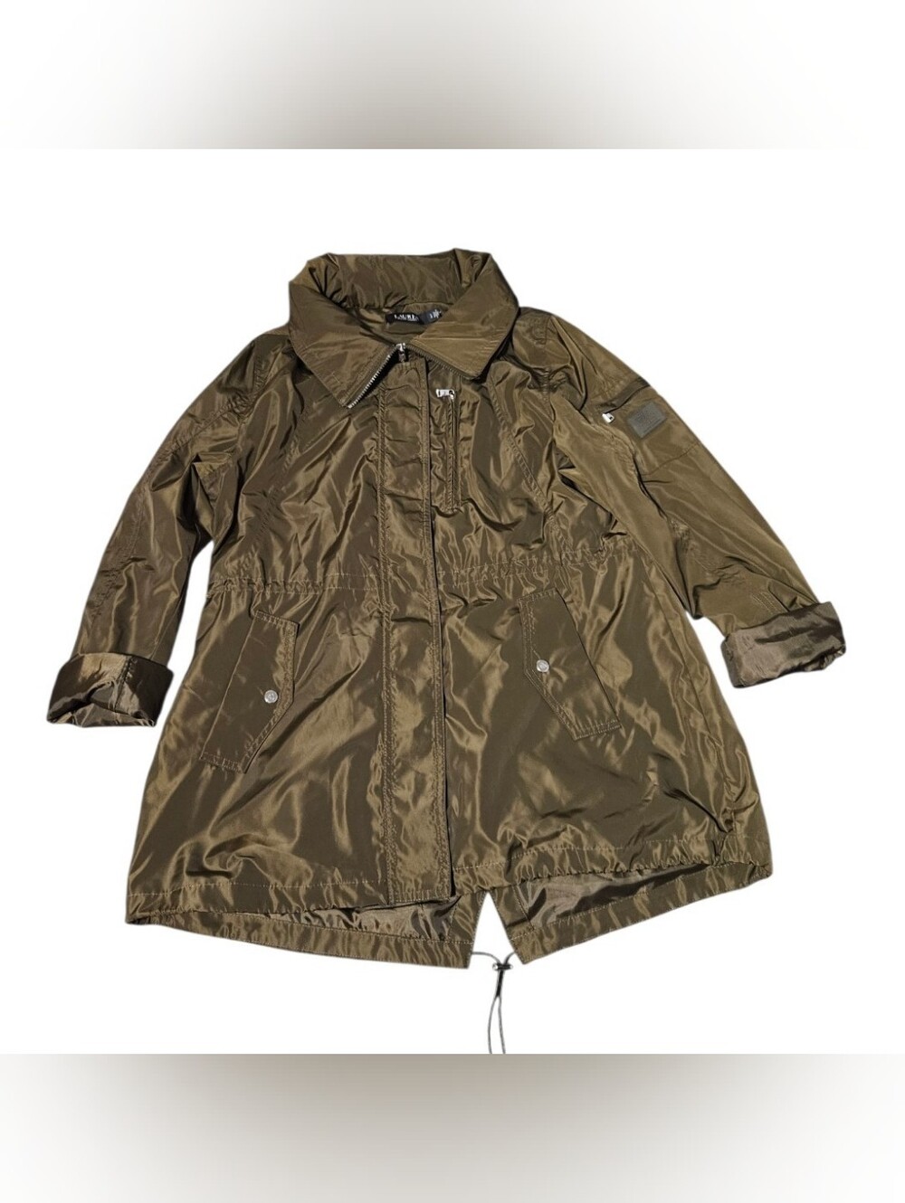 Lauren Ralph Lauren Army Brown Full Zip Anorak Jacket Women L Metallic Utility